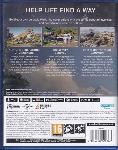 Jurassic World Evolution 3 - PS5 (B Grade) (Genbrug)